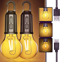 Rechargeable Camping Hanging Bulb, Waterproof LED Tent Light with USB Cable, 3 Modes Hanging Camping Lantern, Hanging Lamp for Hiking, Emergency
