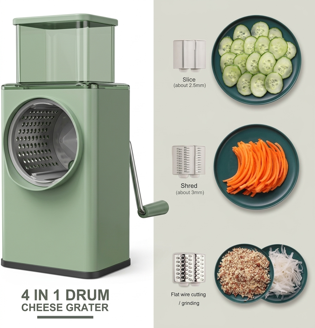 Manual Vegetable Slicer & Cutter – Multi-Blade Kitchen Tool