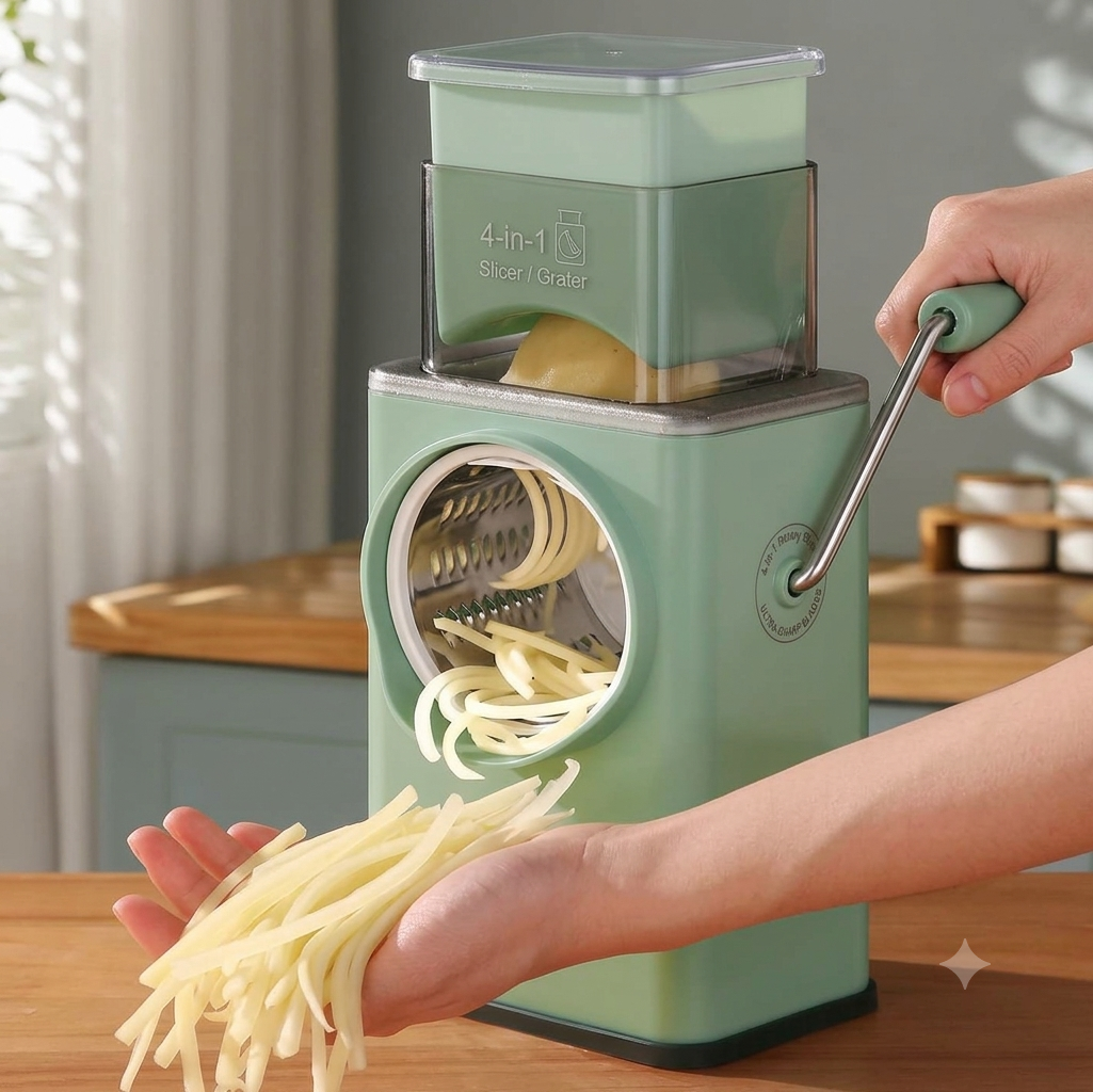Manual Vegetable Slicer & Cutter – Multi-Blade Kitchen Tool
