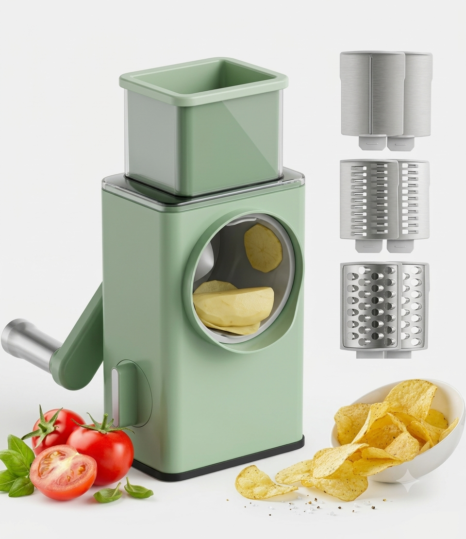 Manual Vegetable Slicer & Cutter – Multi-Blade Kitchen Tool