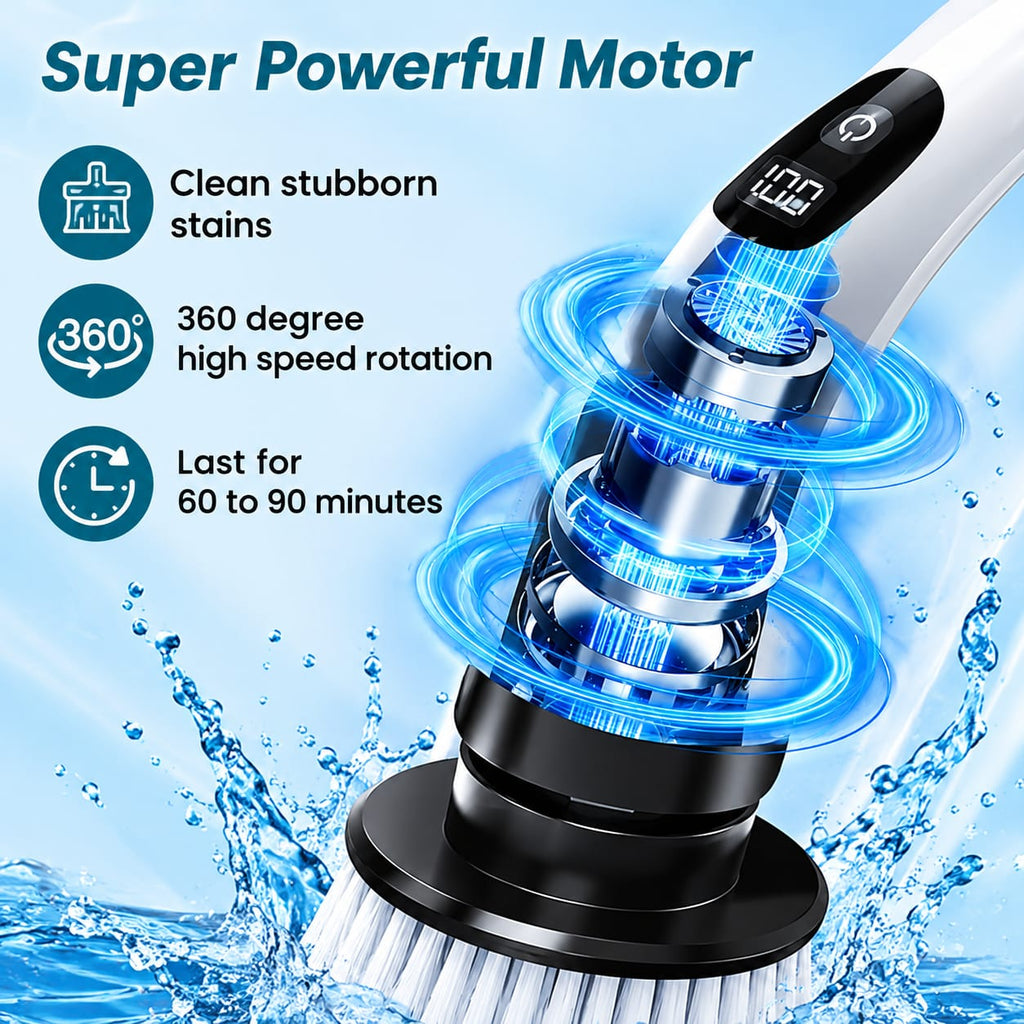 9-in-1 Cordless Electric Spin Scrubber – Rechargeable Multi-Purpose Cleaning Brush