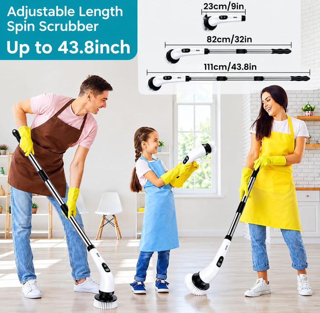 9-in-1 Cordless Electric Spin Scrubber – Rechargeable Multi-Purpose Cleaning Brush